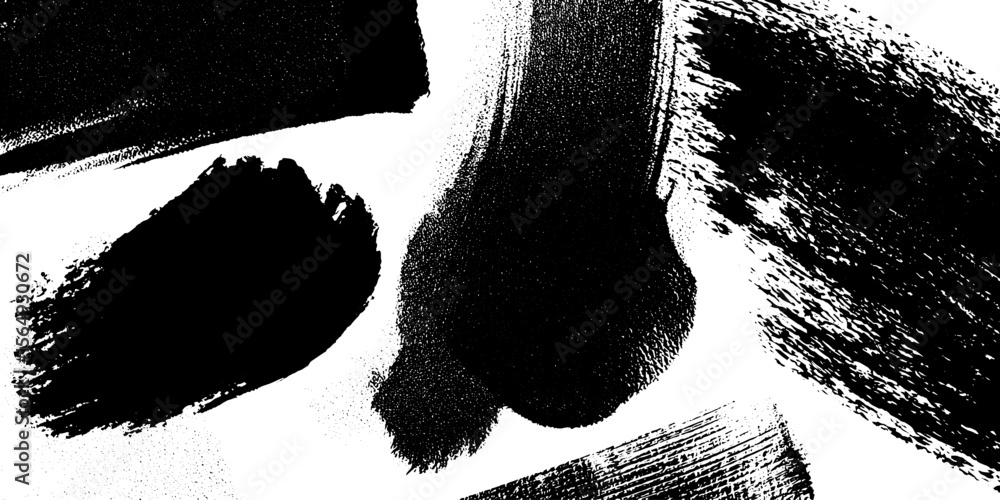 Poster abstract black brush stroke textures kit for artistic design projects