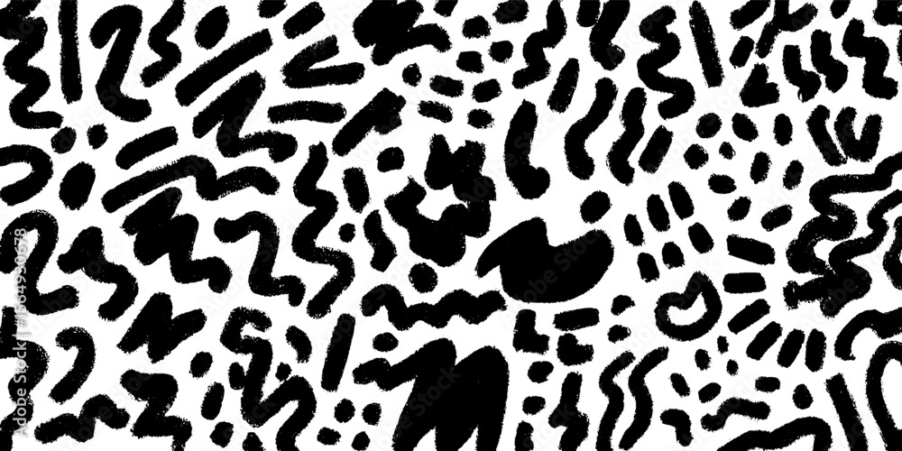 Poster abstract hand drawn black scribbles pattern for creative design and decorative use