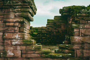 "Textured Stone Wall with Moss – Ideal for Product Display Backgrounds