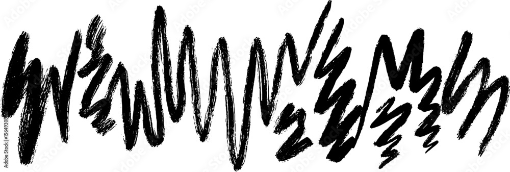 Poster sketchy hand drawn black zigzag lines for creative design projects