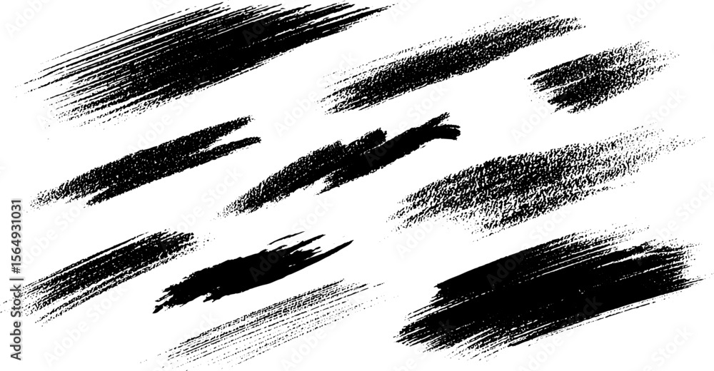 Aufkleber abstract black ink dry brush stroke elements for art and design projects