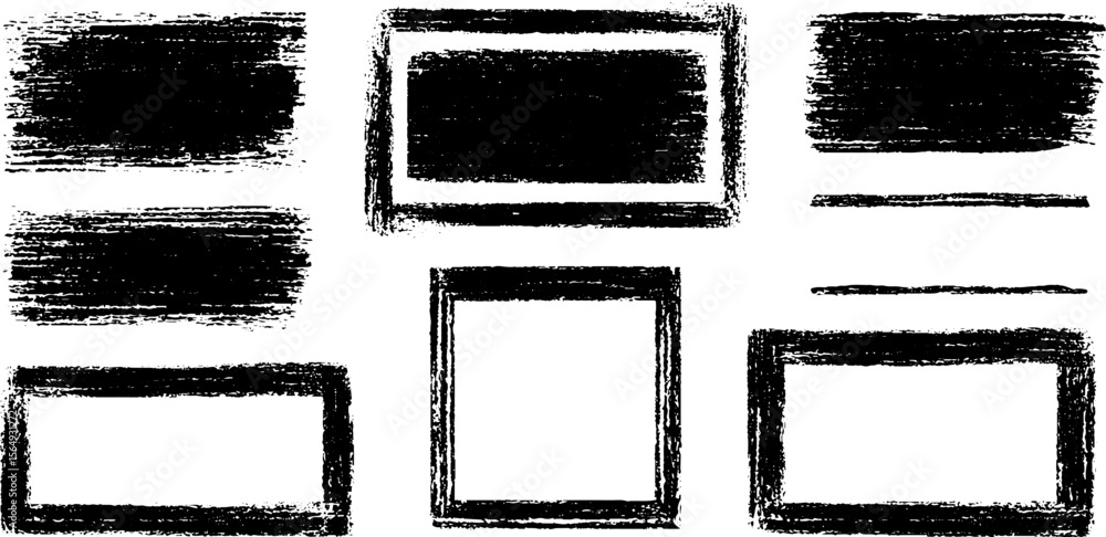 Poster rustic grunge black borders and frames collection for creative design projects