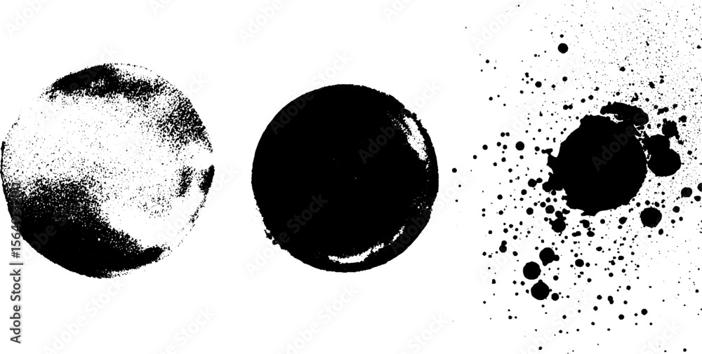 Aufkleber Ink drop textures with blotchy circular stains for artistic design projects