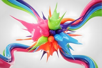 Vibrant 3D Abstract Image of Colorful Paint Splashes
