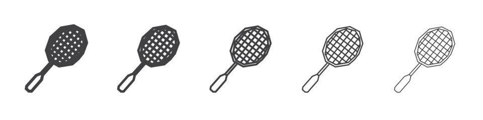 Badminton racquet icon Line graphics illustration symbol