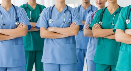 A group of confident medical professionals stand with arms crossed, showcasing teamwork and preparedness in healthcare.