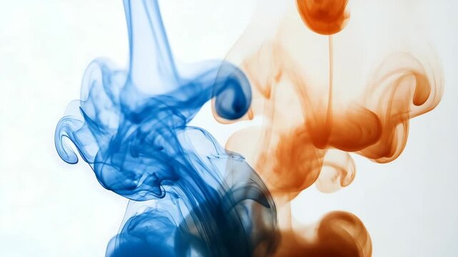 Transitioning ink smudge from rust blue to tan olive, animated with depth