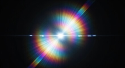 Colorful Light Burst With Rainbow Spectrum on Dark Background