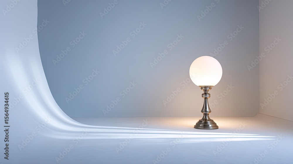 Poster elegant table lamp with round shade against minimalist background