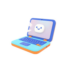Charming laptop illustration with a delightful, cute face for playful learning