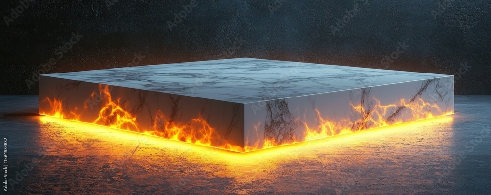 Poster square-shaped illuminated display stand with glowing light effect