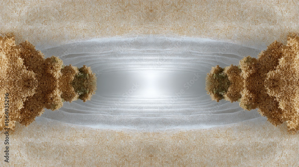 Poster abstract view of textured landscape with symmetrical elements