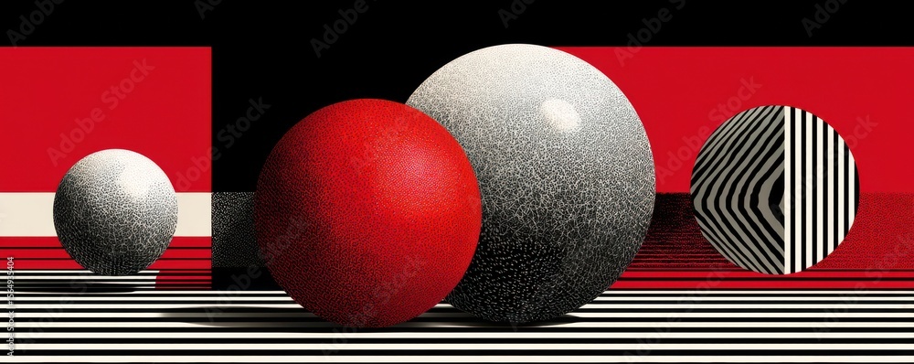 Poster abstract composition with geometric shapes and bold contrasting patterns