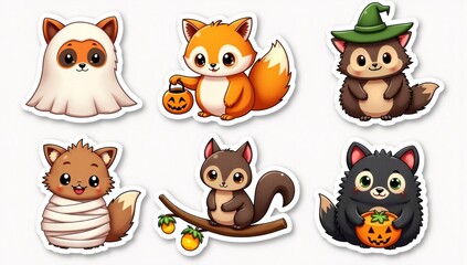 Cute Halloween animal character sticker collection