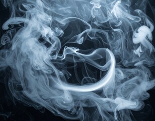 Abstract Swirling Blue Smoke on Dark Background