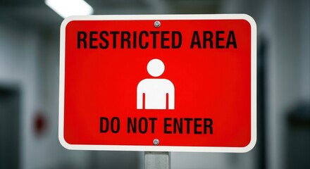 Red Rectangular Restricted Area Sign with Minimalist Human Figure and White Border