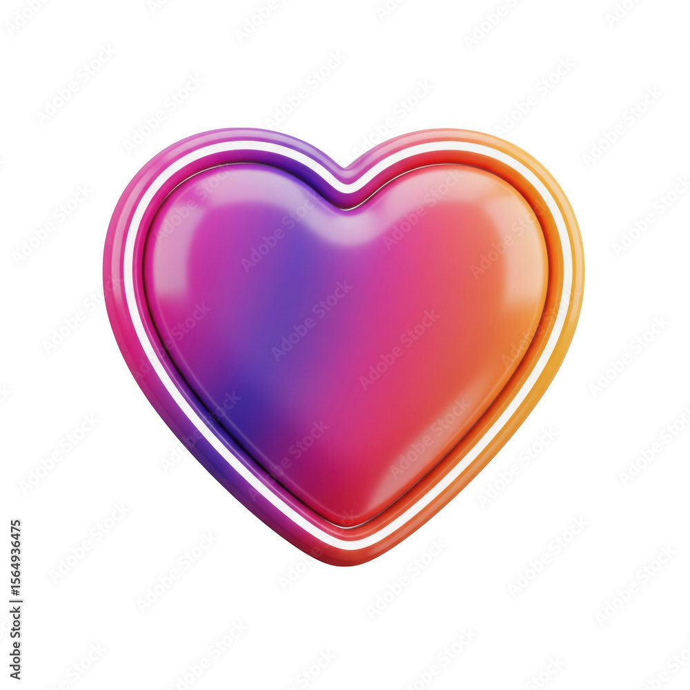 Aufkleber abstract glowing heart shape with colorful gradient isolated on black background
