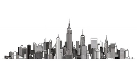 City skyline silhouette with buildings