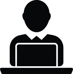 Person Working on Laptop Productivity and Efficiency Icon
