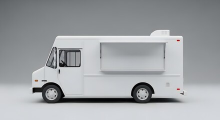 A clean, white food truck, side profile view, ready for branding.