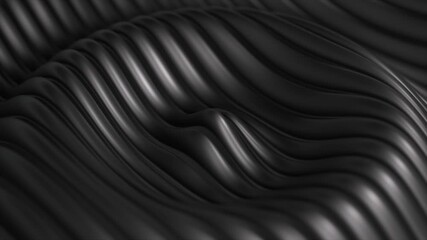 Smooth black stripes undulating gently, creating mesmerizing visual flow with elegant abstract movement across dark minimalist backdrop - Powered by Adobe