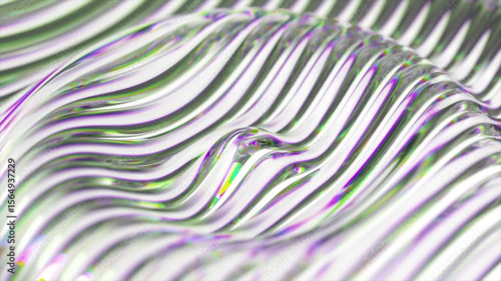 Poster transparent plastic surface generating soft, iridescent waves with gentle reflections, creating mesm