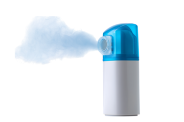  aerosol can spraying out mist  isolated on white background