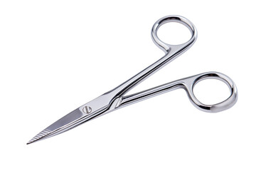 Obraz premium Sharp stainless steel scissors isolated on white background