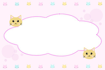かわいい猫のフレーム素材　ピンク 