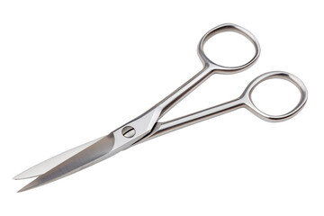 pair of sharp shiny scissors  isolated on white background