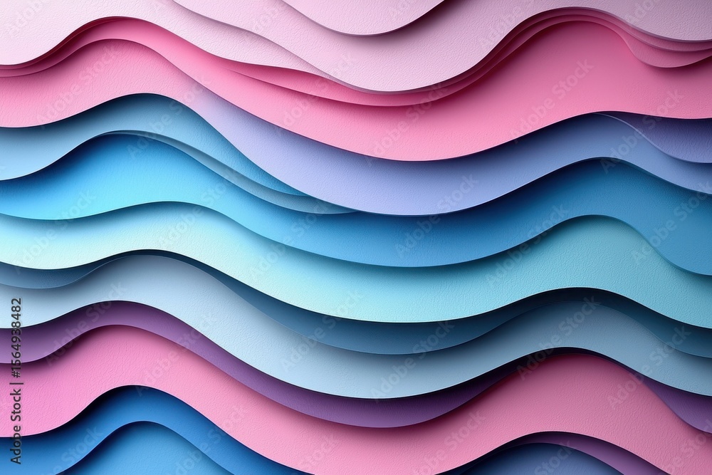 Aufkleber abstract colorful waves forming layers and 3d depth in artistic composition