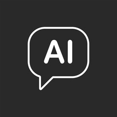 AI Speech Bubble icon in black and white background – Smart Voice Command and NLP Technology, vector illustration