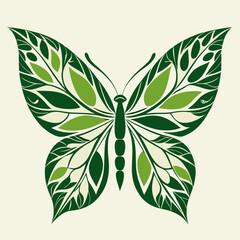 butterfly made of leaves vector illustration
