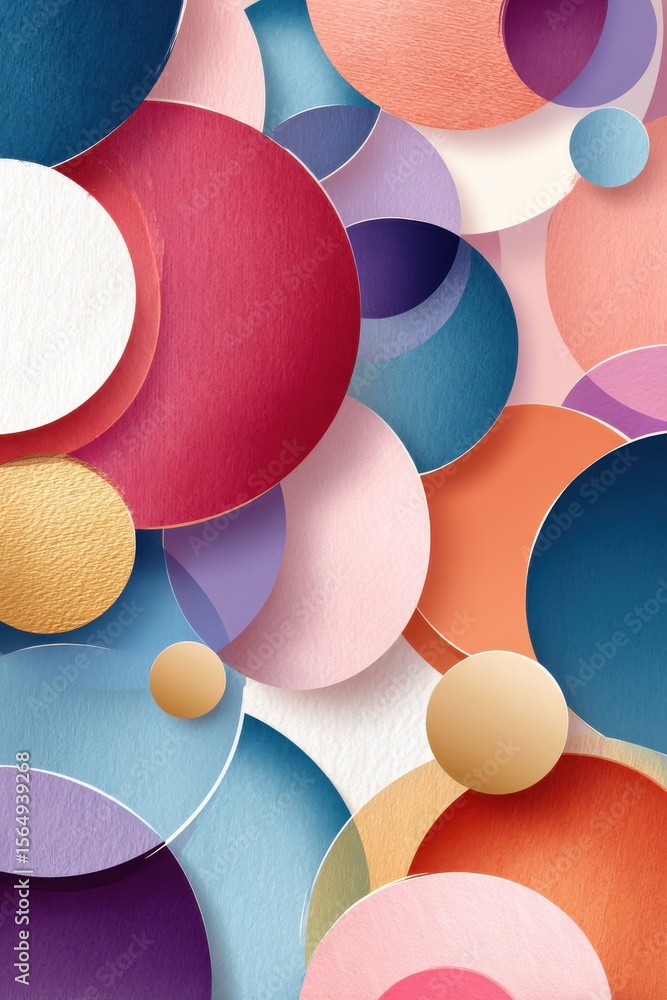 Poster colorful overlapping circular shapes creating an abstract artistic visual background