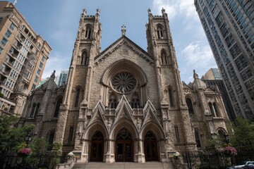 Fototapeta premium Catholic Church United States. Holy Name Cathedral, Chicago, Illinois Architecture
