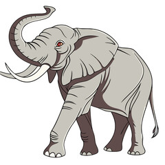 Obraz premium Elephant Isolated on White Background Vector Illustration