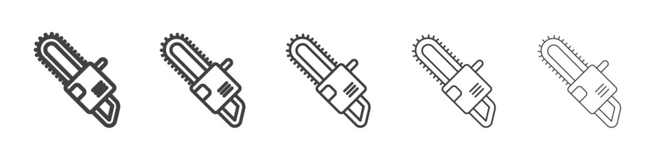 Chainsaw icon Line graphics illustration symbol