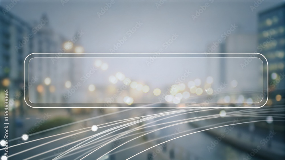 Poster a search bar overlay on a blurred cityscape with glowing lines symbolizing digital connectivity.