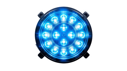 Bright blue LED light shines brilliantly isolated on transparent background, a captivating source of illumination for creative projects.