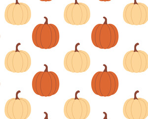 Cute pumpkins drawn by hand. A cosy autumn pattern. Vector illustration