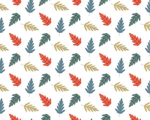 Colourful autumn leaves. Cosy pattern. Vector illustration