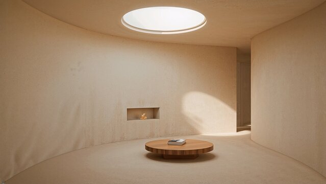 Fototapeta Serene minimalist interior with natural light and earthy tones