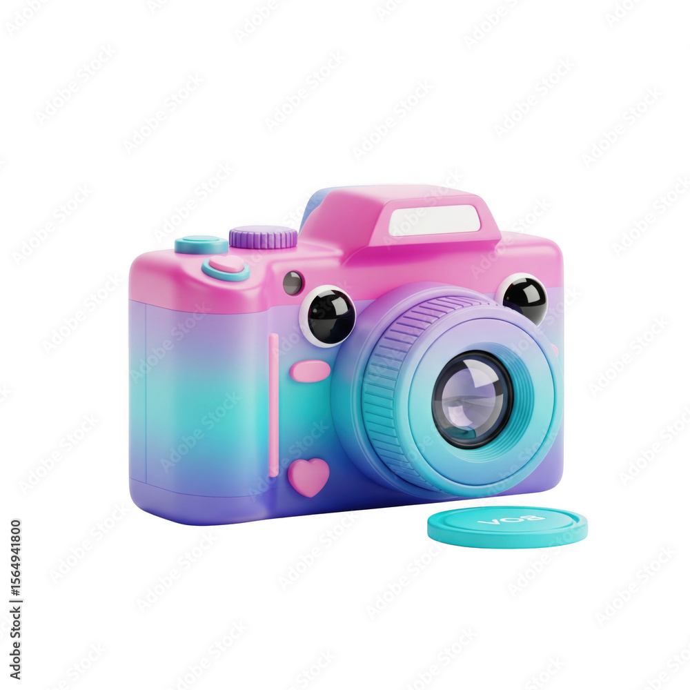 Fototapete aesthetically rendered camera with vibrant color gradient for content creation appeal