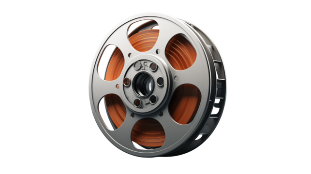 Reel of tape with transparent background, perfect for audio, movie, and retro related design projects.