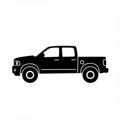 Obraz premium A bold black pickup truck design, suitable for automotive logos or transportation themed projects, showing a modern crew cab style.