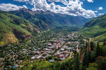 Fototapeta premium City Of Aspen Colorado. Aerial View of Telluride Colorado Ski Town in Summer