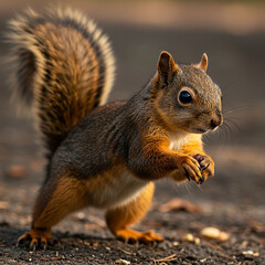 Obraz premium Eurasian red squirrel in front of a white background