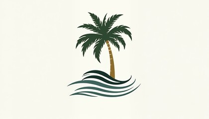 Palm Tree and Waves Illustration