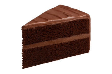 Chocolate cake slice with frosting, isolated on transparent background, perfect for food and dessert projects