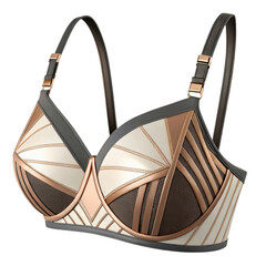 A luxurious and stylish art deco inspired bra design showcasing a modern lingerie concept with geometric patterns and elegant metallic accents.